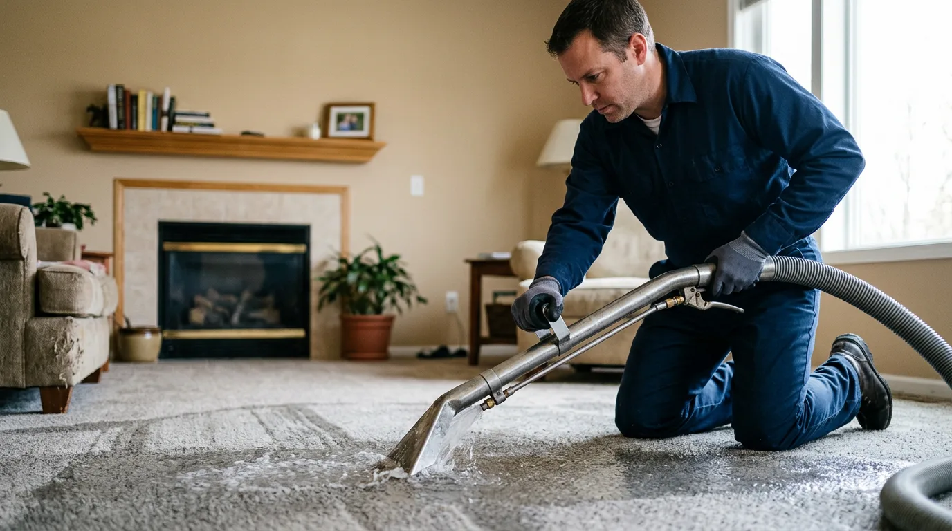 Water damage restoration technician working near Ullin, IL